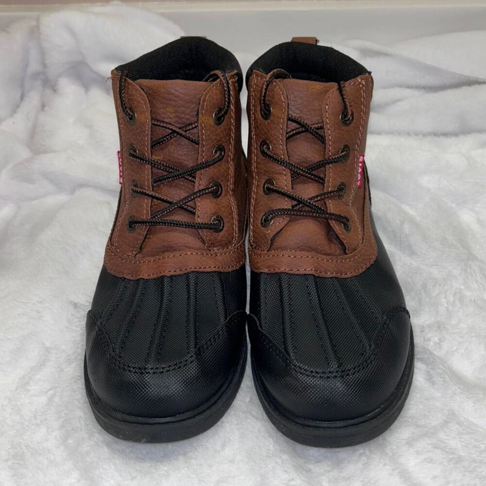 Levi’s Kids Duck Boots Brown Black Ankle Boots Size 4 Waterproof Style